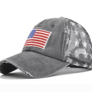 NEW Grey American Flag Baseball Hat